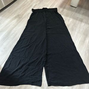 Anne Klein %100 Silk Georgette Black Wide Leg Pants Sz 6